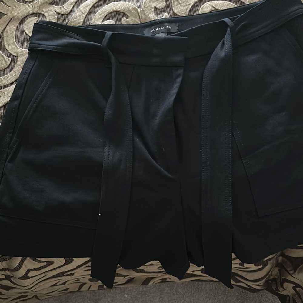 Ann Taylor Black Tie-Waist Shorts